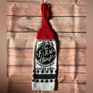 Farmhouse theme crochet top decorative kitchen towel handmade